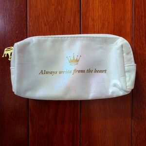 Iridescent Cream Pouch with Gold Accents
